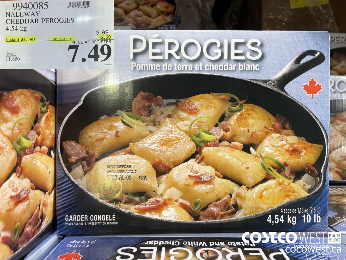 9940085 NALEWAY CHEDDAR PEROGIES 4.54 kg ($2.50 INSTANT SAVINGS EXPIRES ON 2022-04-24) $7.49