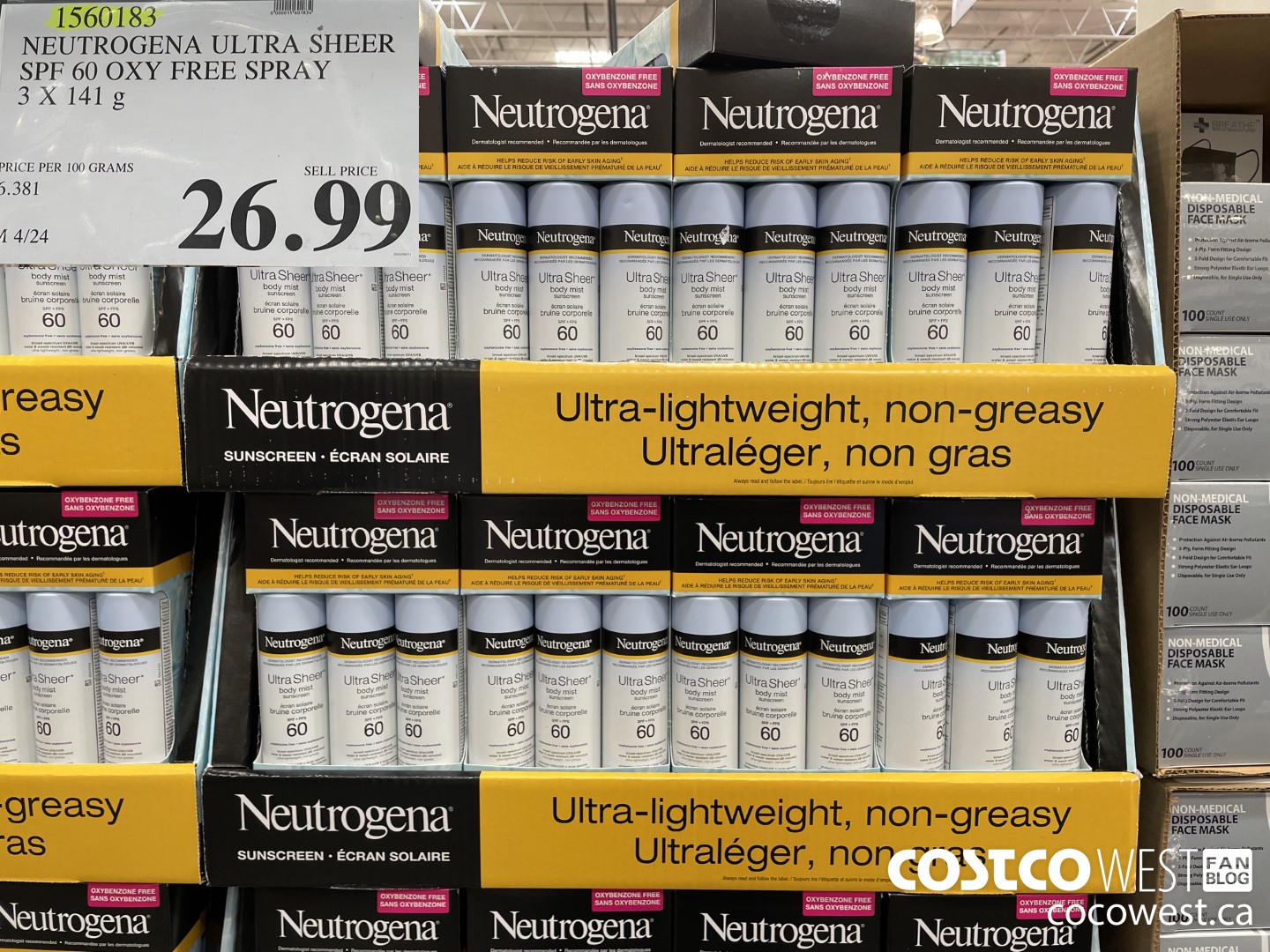1560183 NEUTROGENA ULTRA SHEER SPF 60 OXY FREE SPRAY 3 X 141 g $26.99