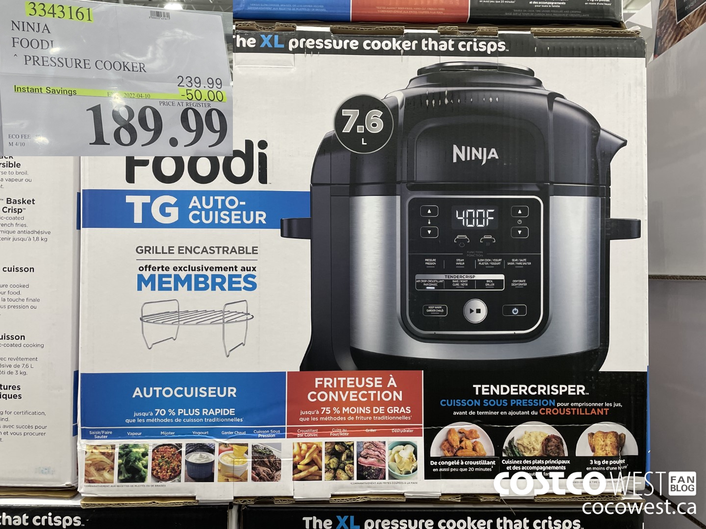 3343161 NINJA FOODI PRESSURE COOKER ($50.00 INSTANT SAVINGS EXPIRES ON 2022-04-10) $189.99