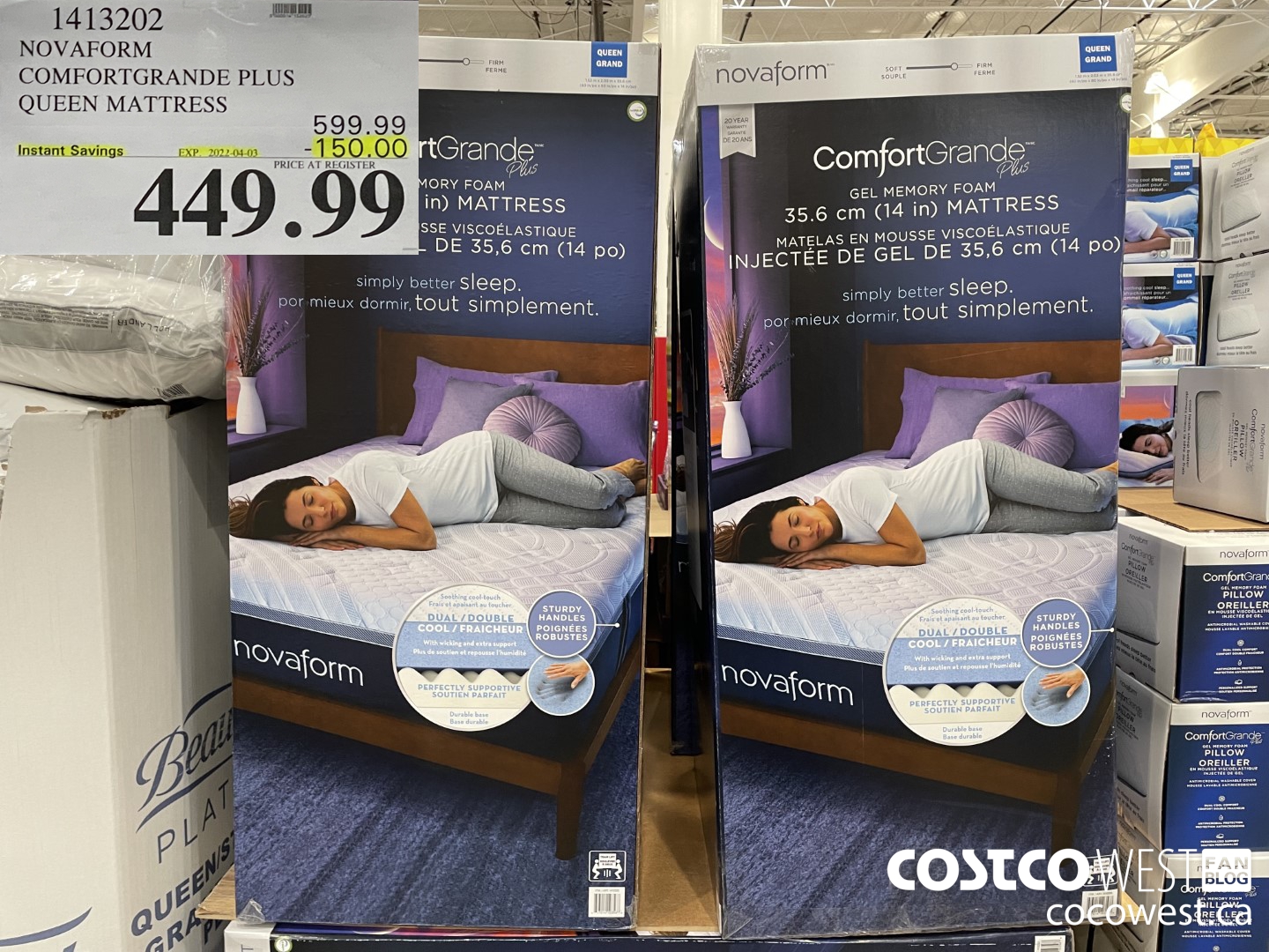 1413202 NOVAFORM COMFORTGRANDE PLUS QUEEN MATTRESS ($150.00 INSTANT SAVINGS EXPIRES ON 2022-04-03) $449.99