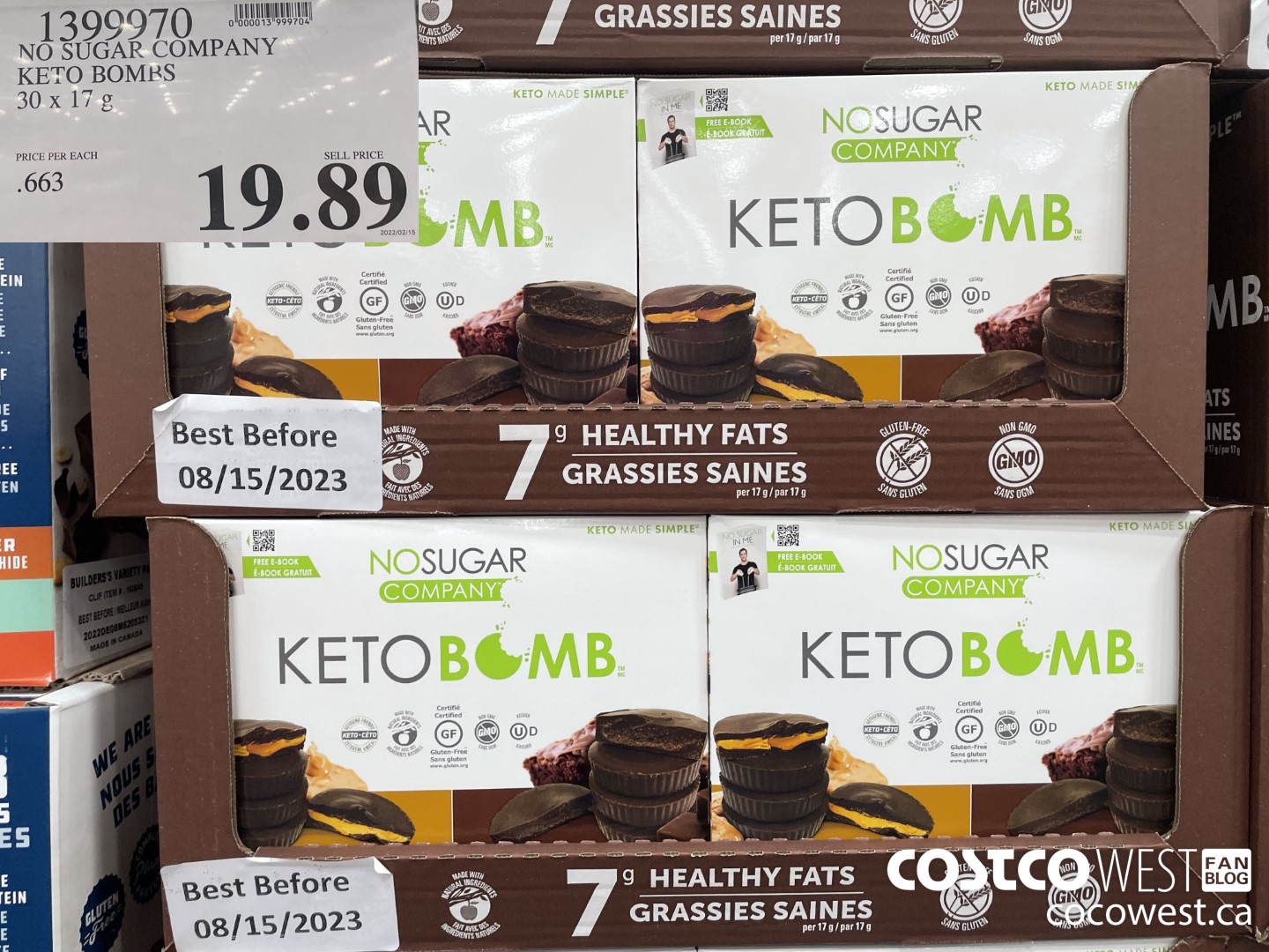 1399970 NO SUGAR COMPANY KETO BOMBS 30 x 17 g $19.89