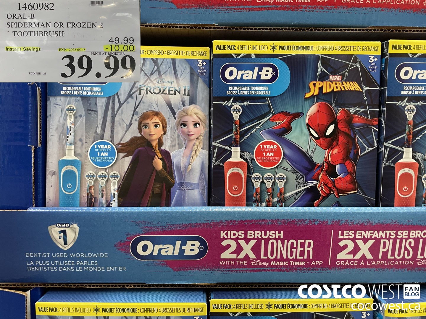 1460982 ORAL-B SPIDERMAN OR FROZEN 2 TOOTHBRUSH ($10.00 INSTANT SAVINGS EXPIRES ON 2022-05-15) $39.99