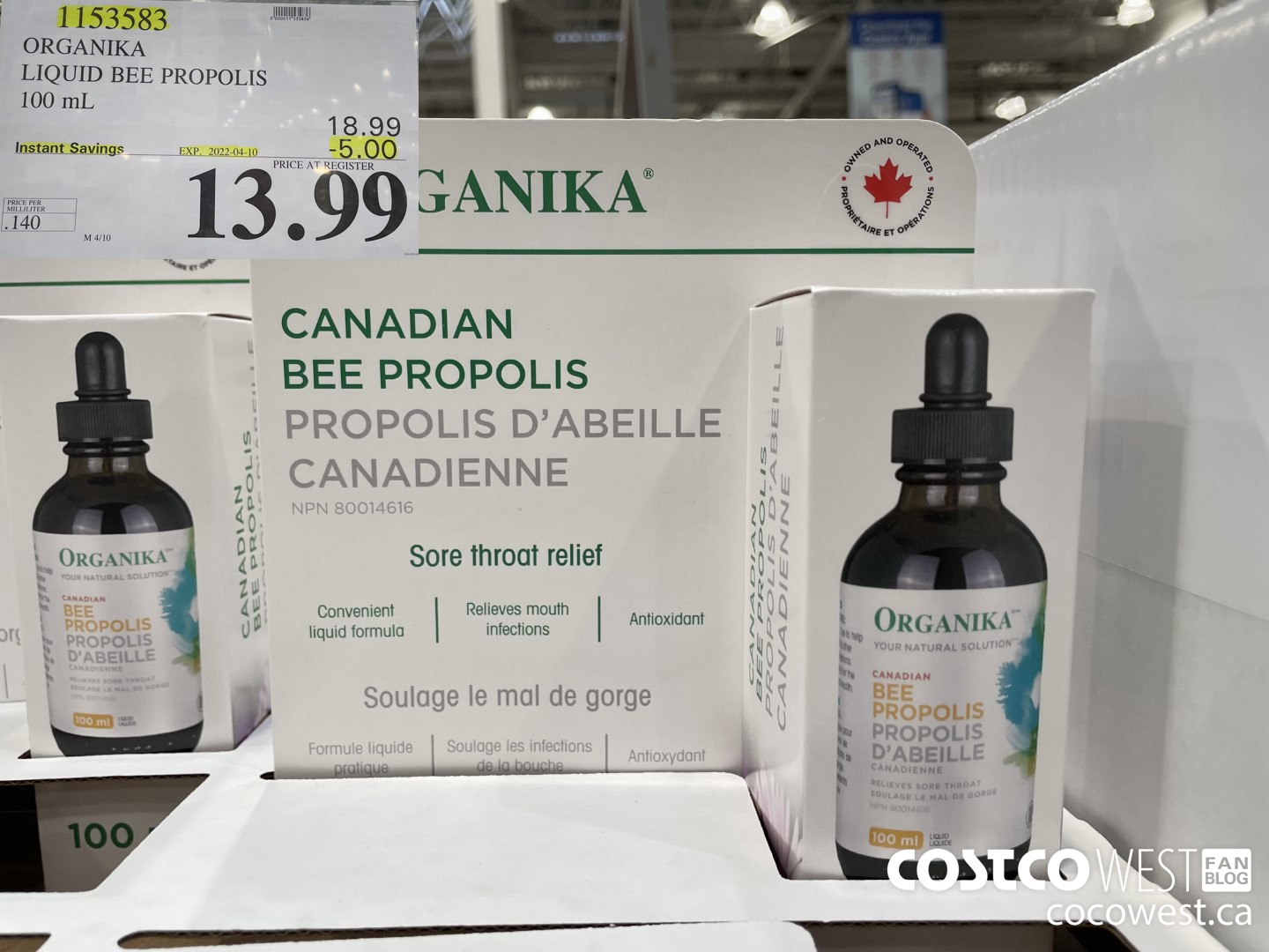 1153583 ORGANIKA LIQUID BEE PROPOLIS 100 mL ($5.00 INSTANT SAVINGS EXPIRES ON 2022-04-10) $13.99