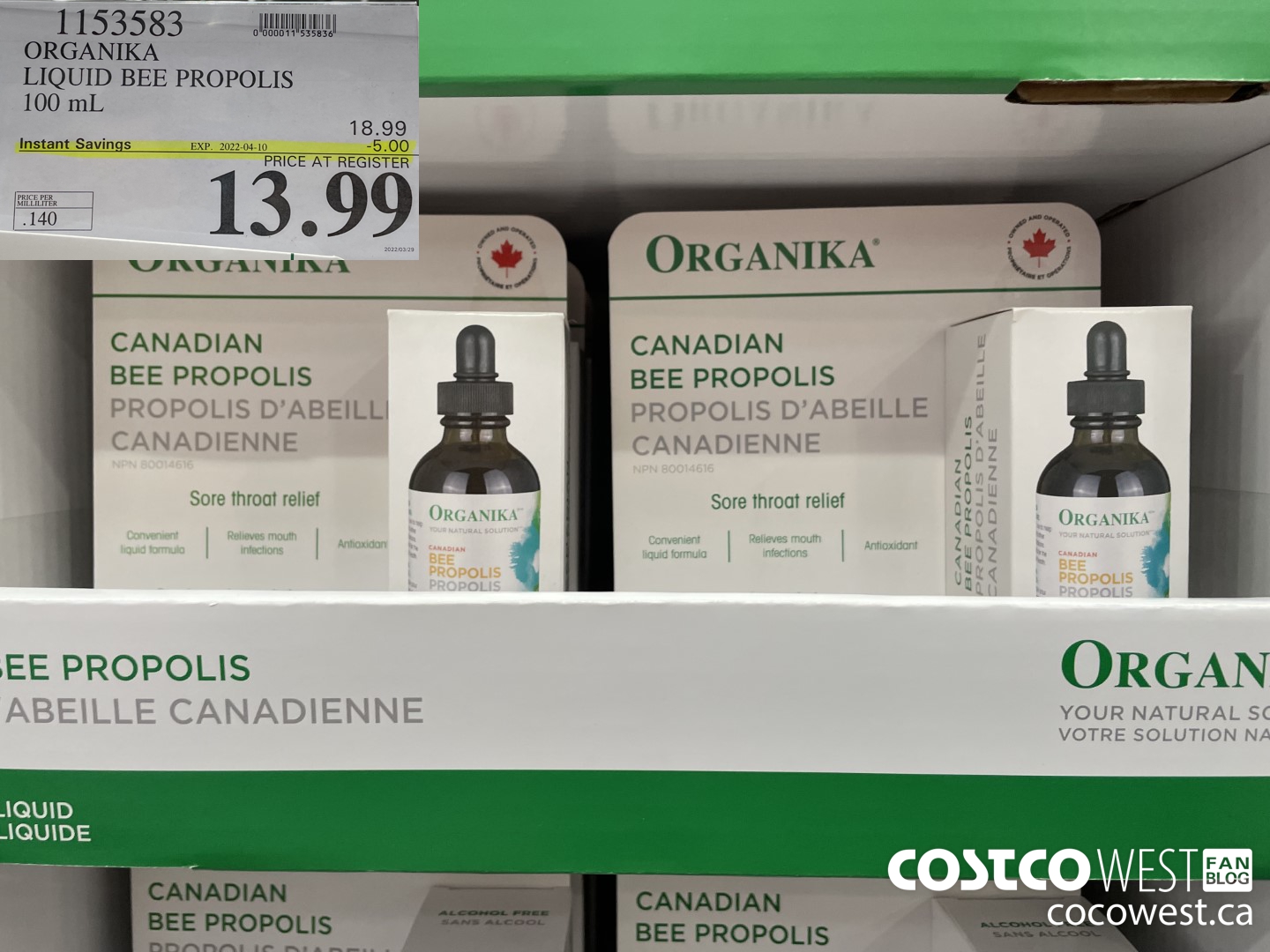 1153583 ORGANIKA LIQUID BEE PROPOLIS 100 mL ($5.00 INSTANT SAVINGS EXPIRES ON 2022-04-10) $13.99