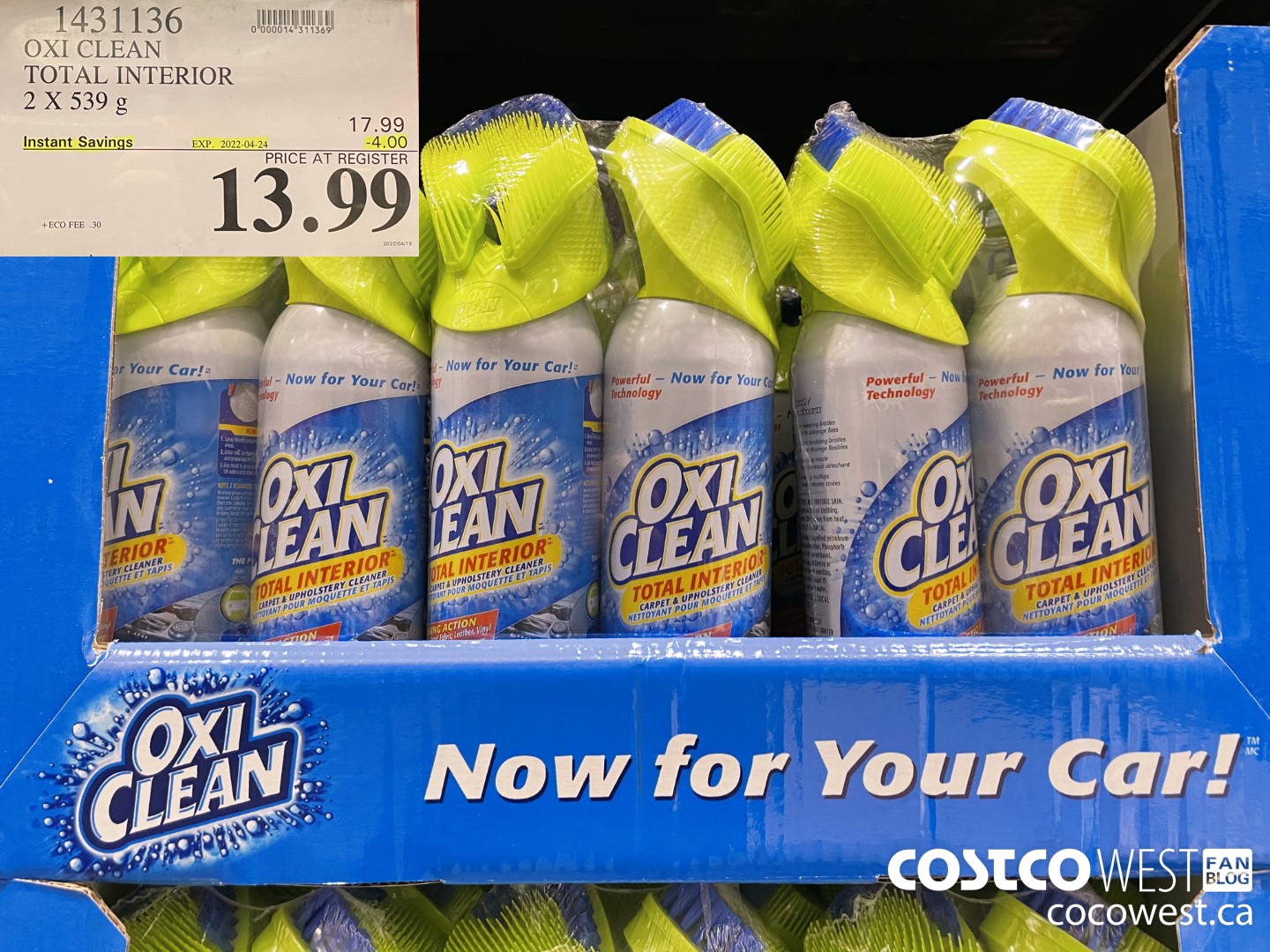 1431136 OXI CLEAN TOTAL INTERIOR 2 x 539 g ($4.00 INSTANT SAVINGS EXPIRES ON 2022-04-24) $13.99