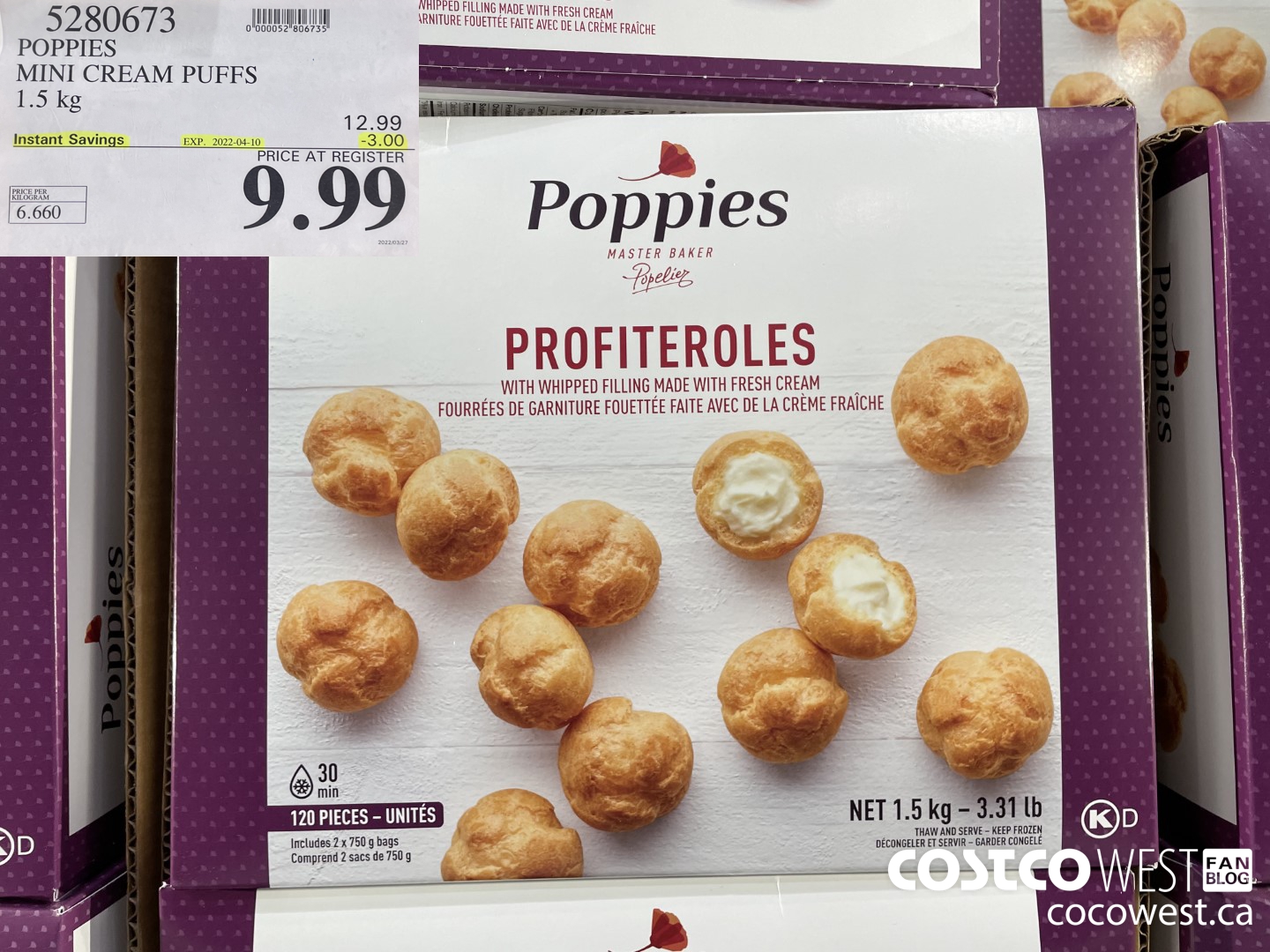 5280673 POPPIES MINI CREAM PUFFS 1.5 kg ($3.00 INSTANT SAVINGS EXPIRES ON 2022-04-10) $9.99