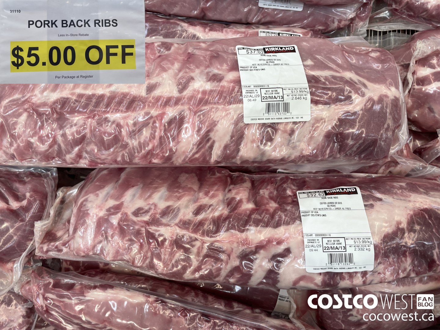 31110 PORK BACK RIBS ($5.00 INSTANT SAVINGS)