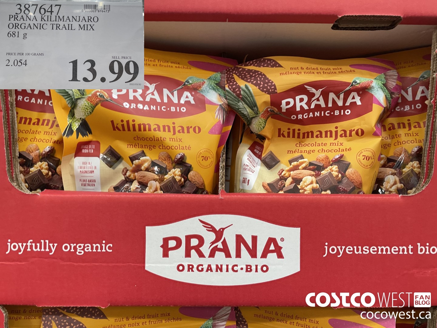 387647 PRANA KILIMANJARO ORGANIC TRAIL MIX 681 g $13.99