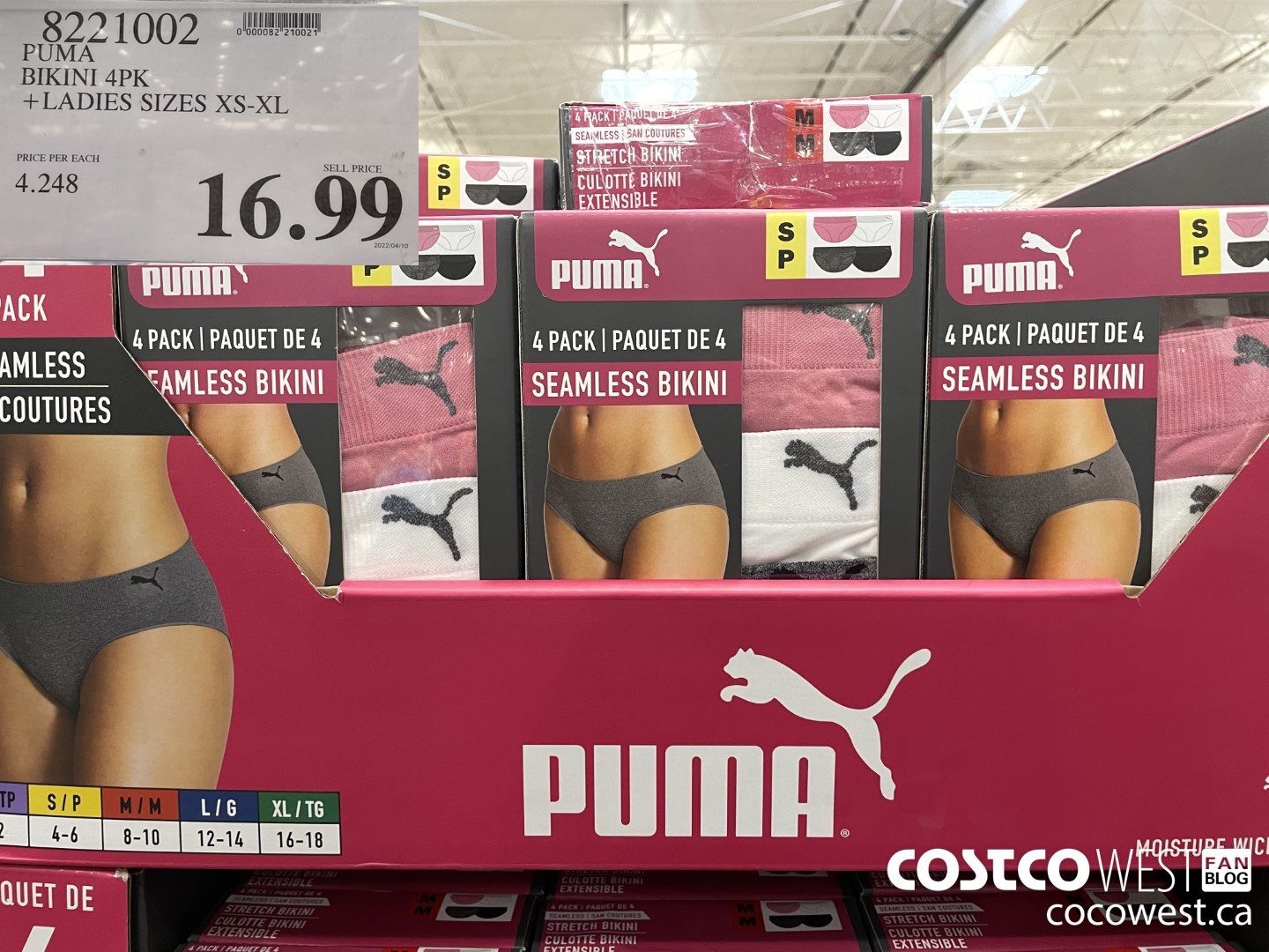 8221002 PUMA BIKINI 4PK LADIES SIZES XS-XL $16.99