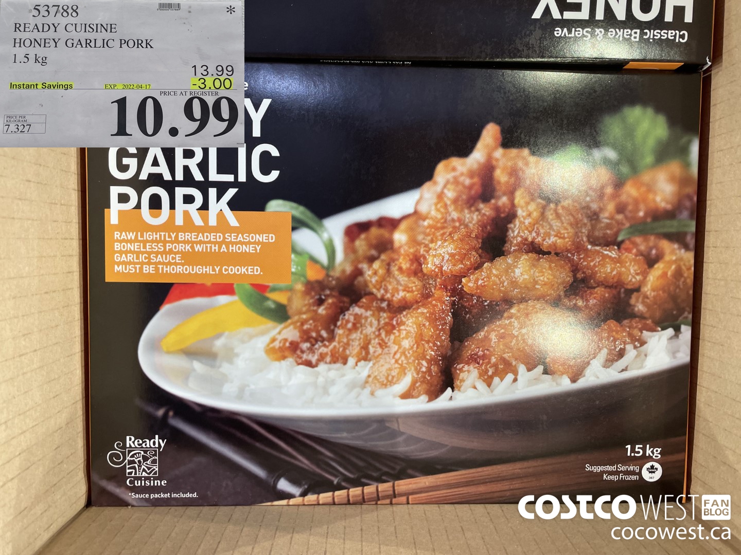 53788 READY CUISINE HONEY GARLIC PORK 1.5 kg ($3.00 INSTANT SAVINGS EXPIRES ON 2022-04-17) $10.99