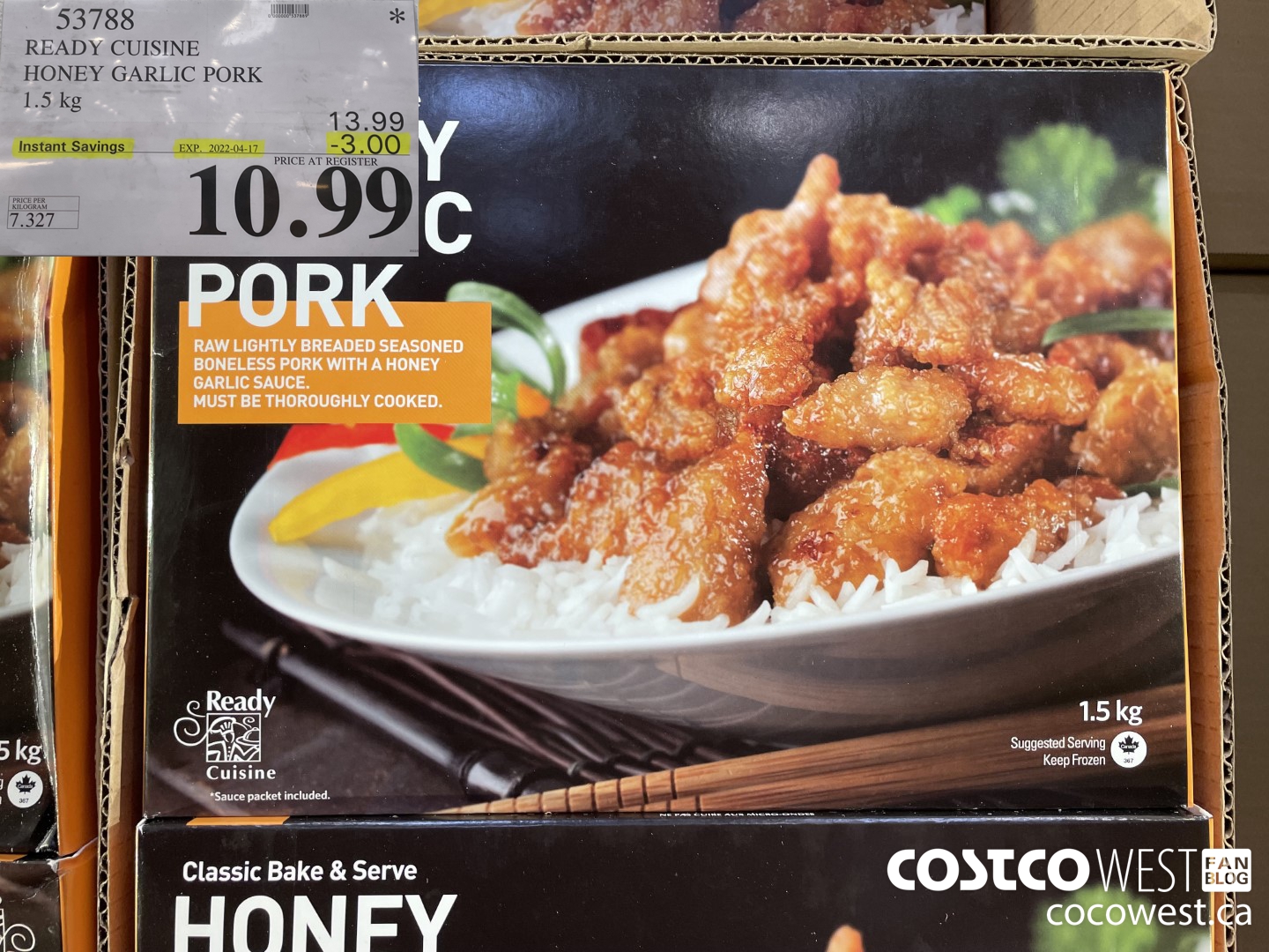53788 READY CUISINE HONEY GARLIC PORK 1.5 kg ($3.00 INSTANT SAVINGS EXPIRES ON 2022-04-17) $10.99