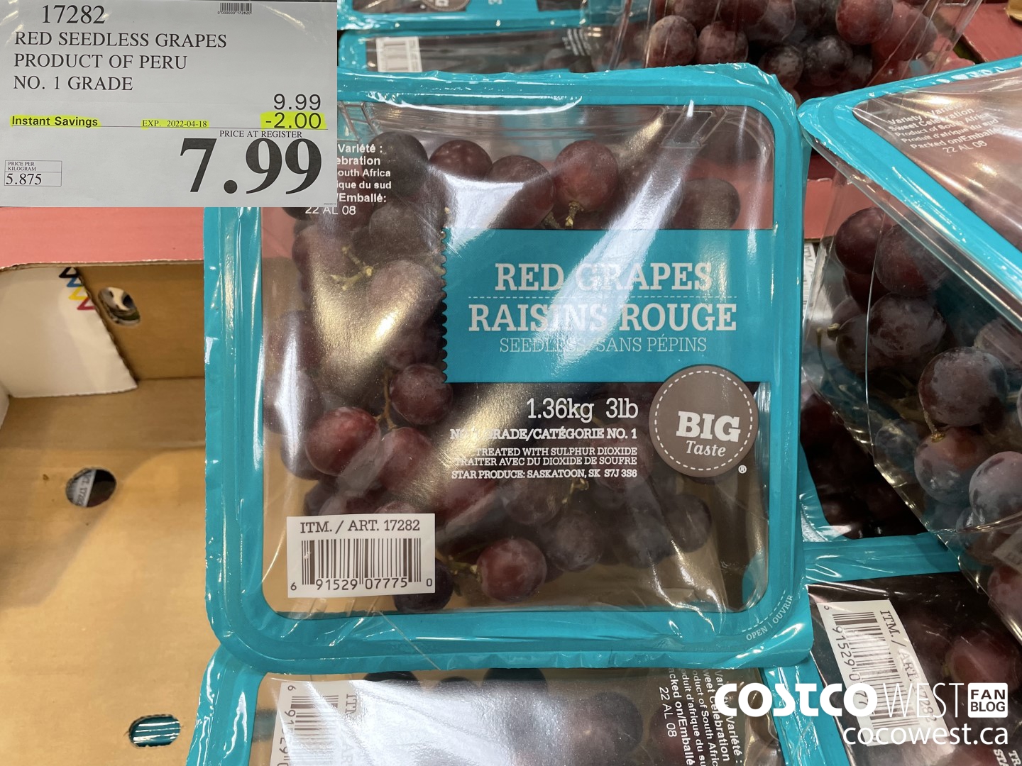 17282 RED SEEDLESS GRAPES PRODUCT OF PERU ($2.00 INSTANT SAVINGS EXPIRES ON 2022-04-18) $7.99