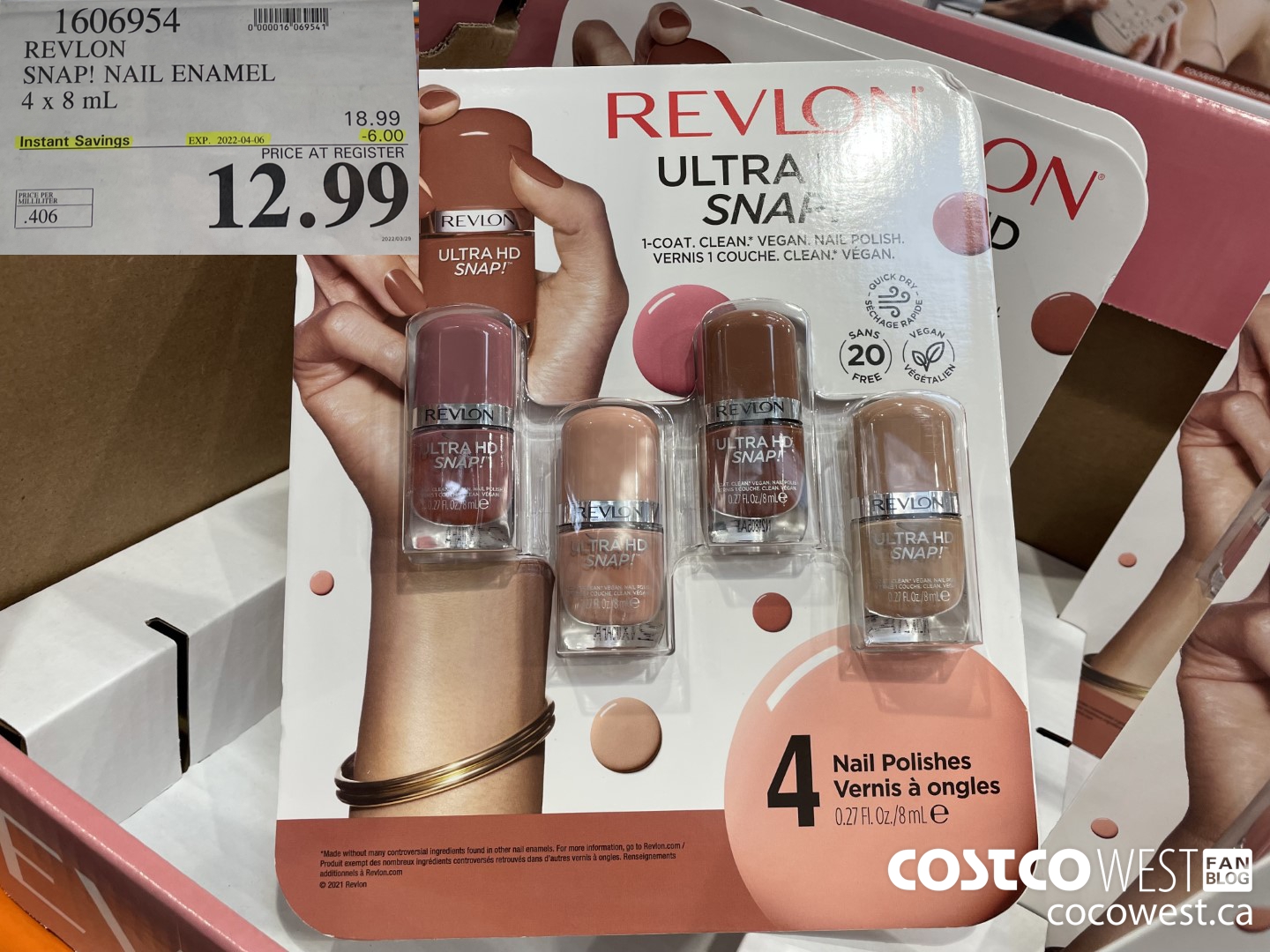 1606954 REVLON SNAP! NAIL ENAMEL 4 x 8mL ($6.00 INSTANT SAVINGS EXPIRES ON 2022-04-06) $12.99