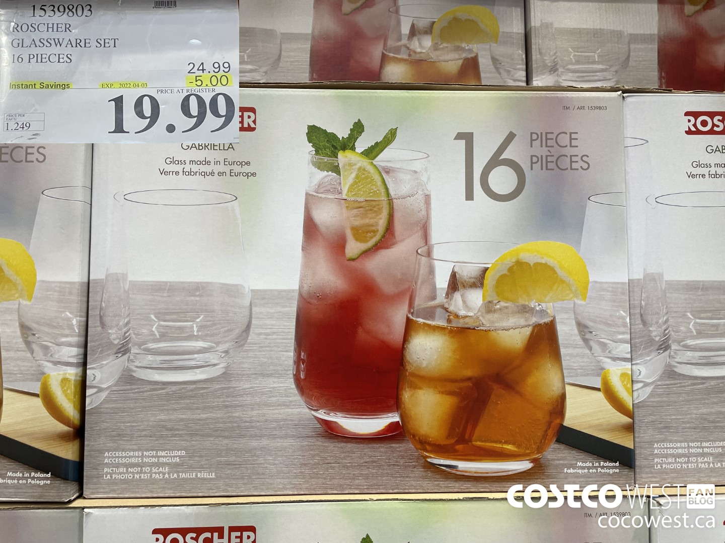 1539803 ROSCHER GLASSWARE SET 16 PIECES ($5.00 INSTANT SAVINGS EXPIRES ON 2022-04-03) $19.99