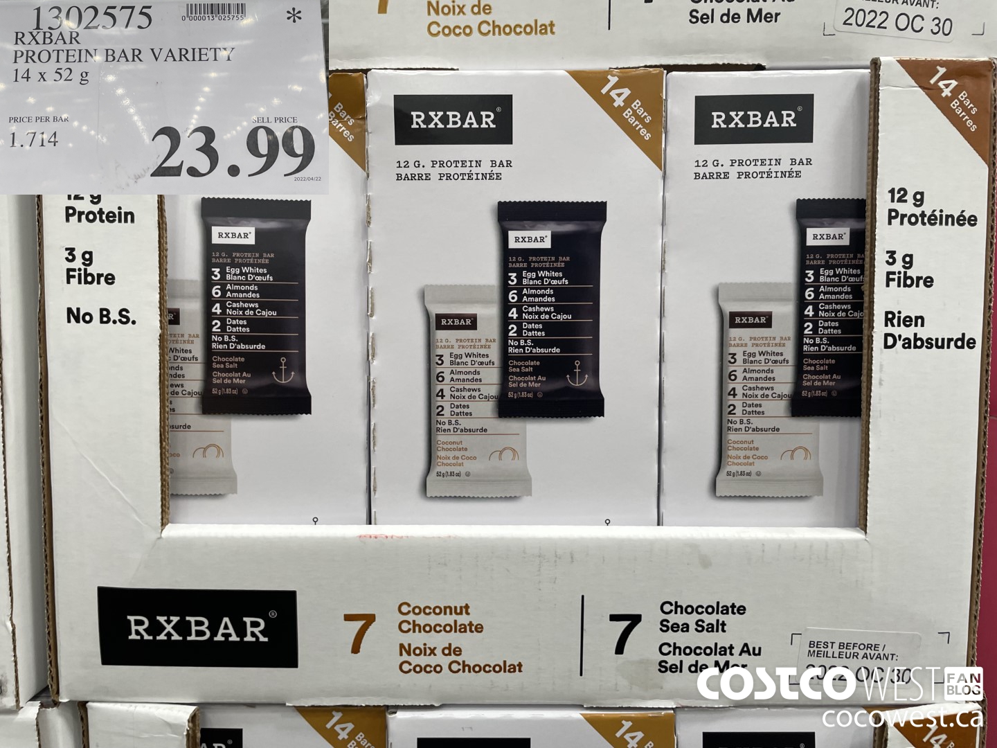 1302575 RXBAR PROTEIN BAR VARIETY PACK 14 x 52 g $23.99