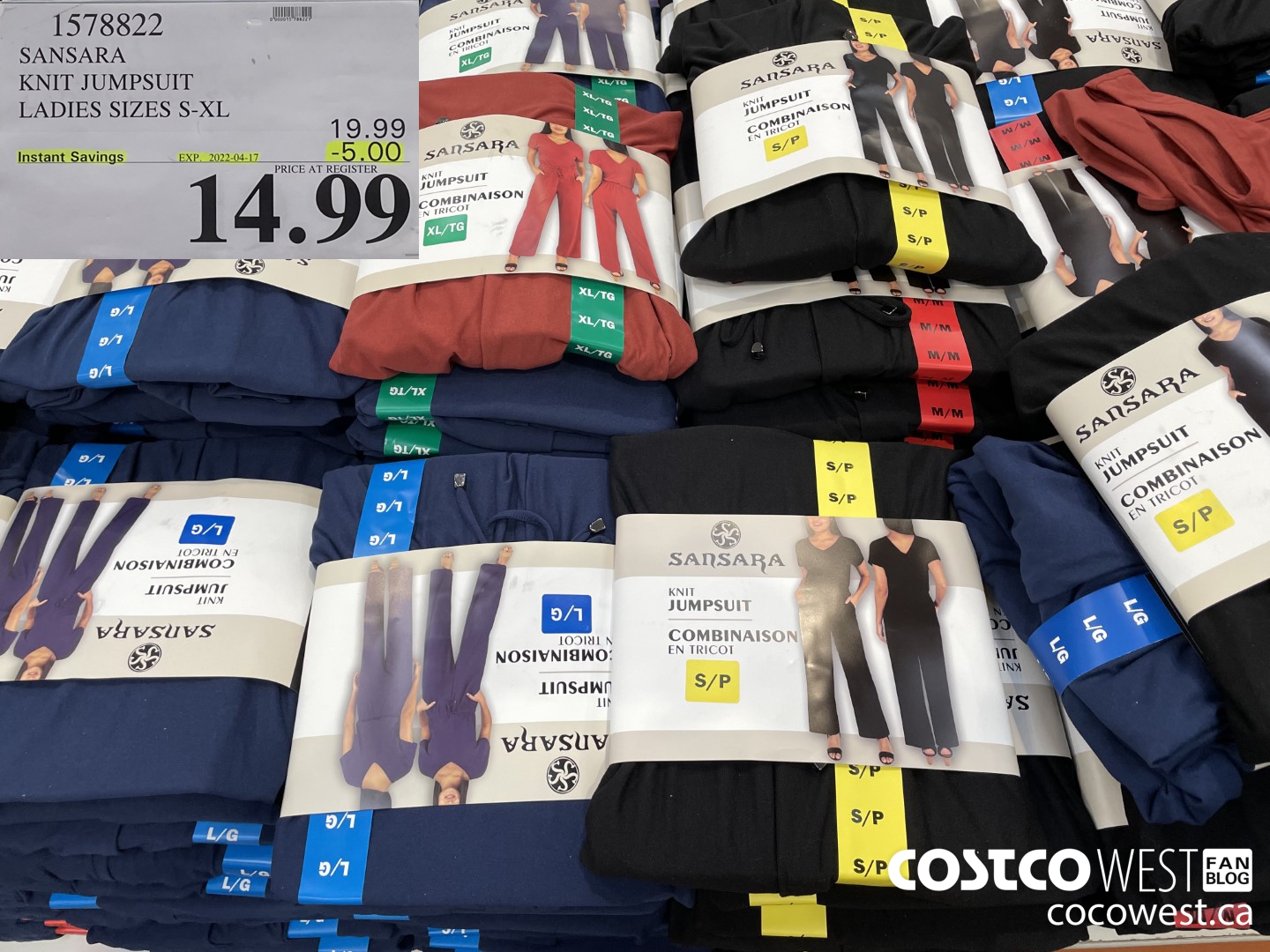 1578822 SANSARA KNIT JUMPSUIT LADIES SIZES S-XL  ($5.00 INSTANT SAVINGS EXPIRES ON 2022-04-17) $14.99