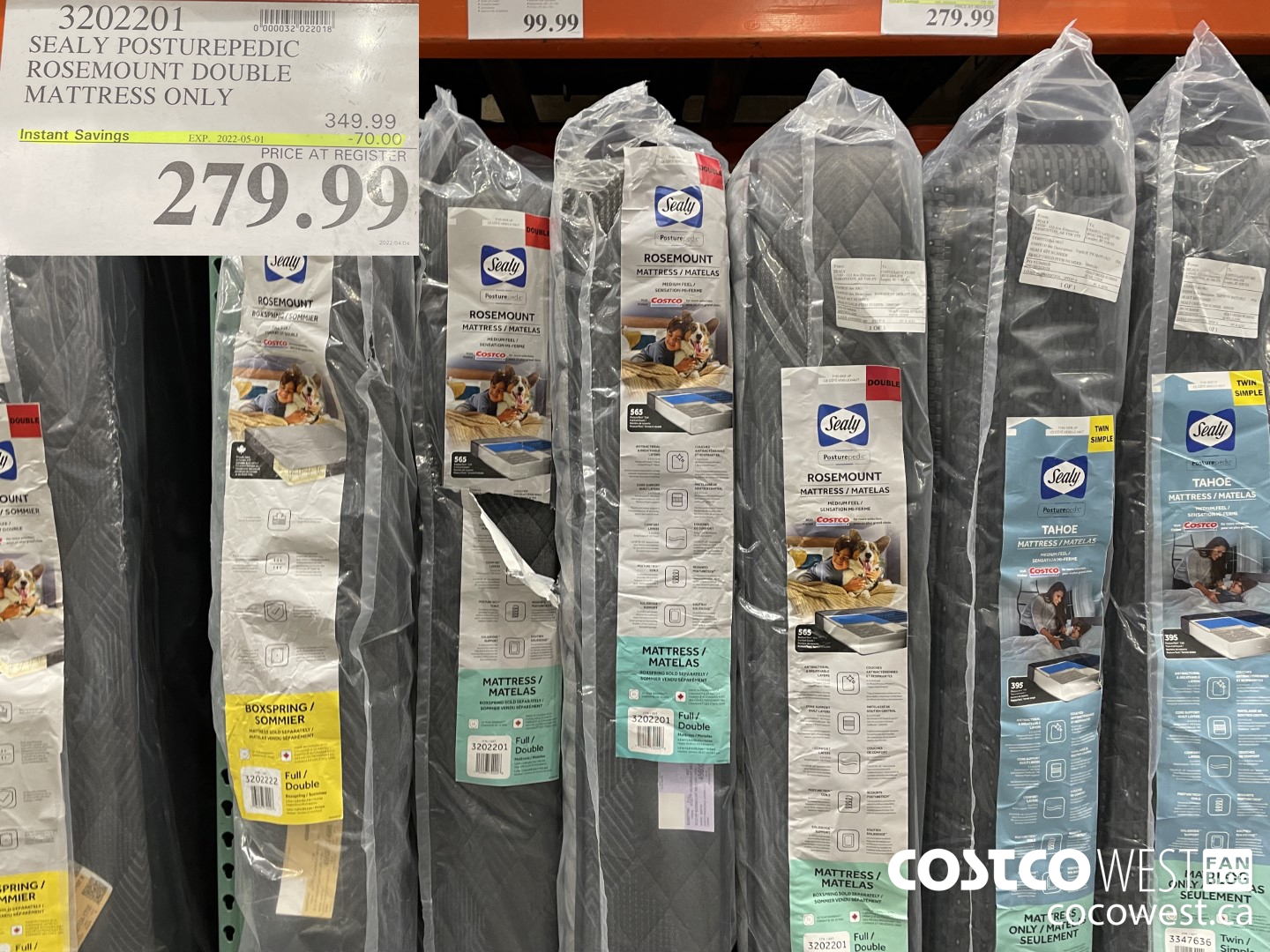 3202201 SEALY POSTUREPEDIC ROSEMOUNT DOUBLE MATTRESS ONLY ($70.00 INSTANT SAVINGS EXPIRES ON 2022-05-01) $279.99