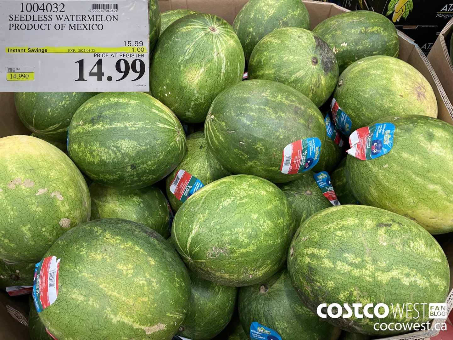 1004032 SEEDLESS WATERMELON PRODUCT OF MEXICO ($1.00 INSTANT SAVINGS EXPIRES ON 2022-04-22) $14.99