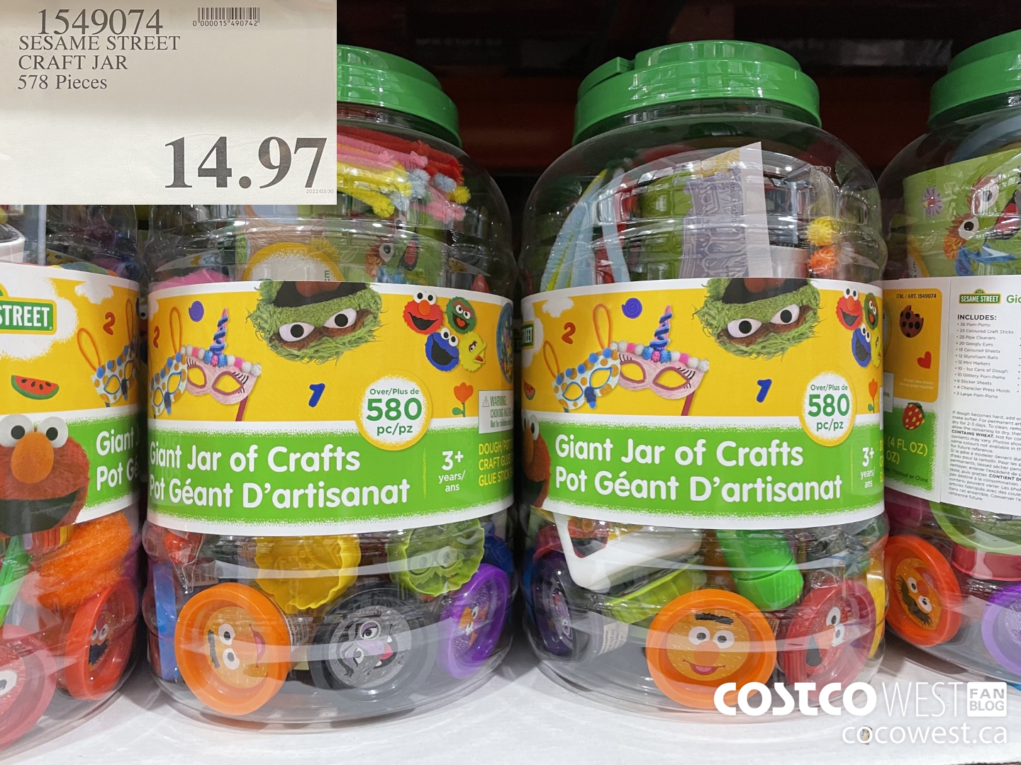 1549074 SESAME STREET CRAFT JAR 578 Pieces  $14.97