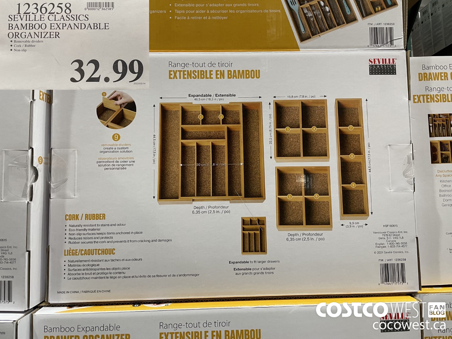 1236258 SEVILLE CLASSICS BAMBOO EXPANDABLE ORGANIZER $32.99