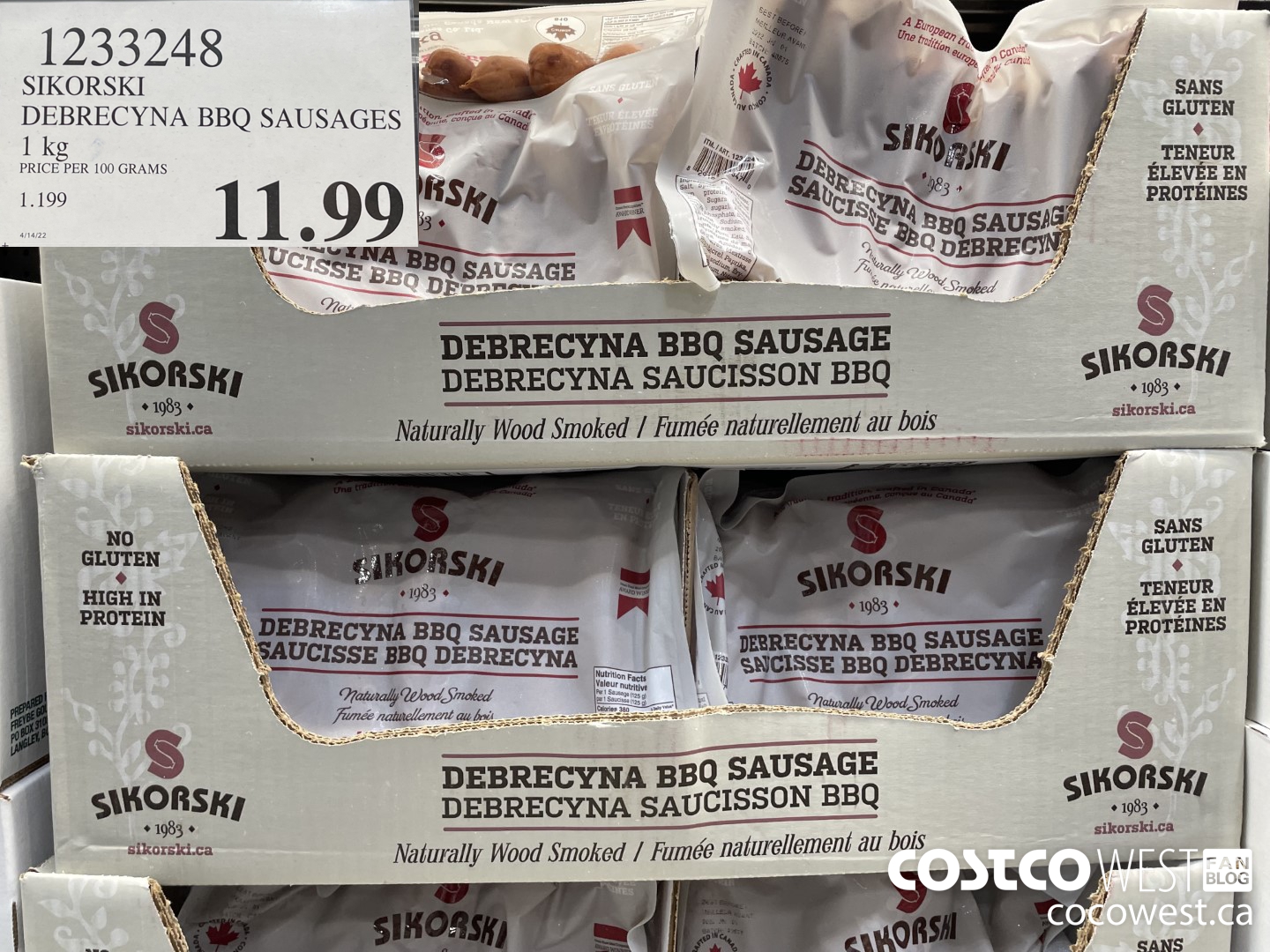 1233248 SIKORSKI DEBRECYNA BBQ SAUSAGES 1 KG $11.99
