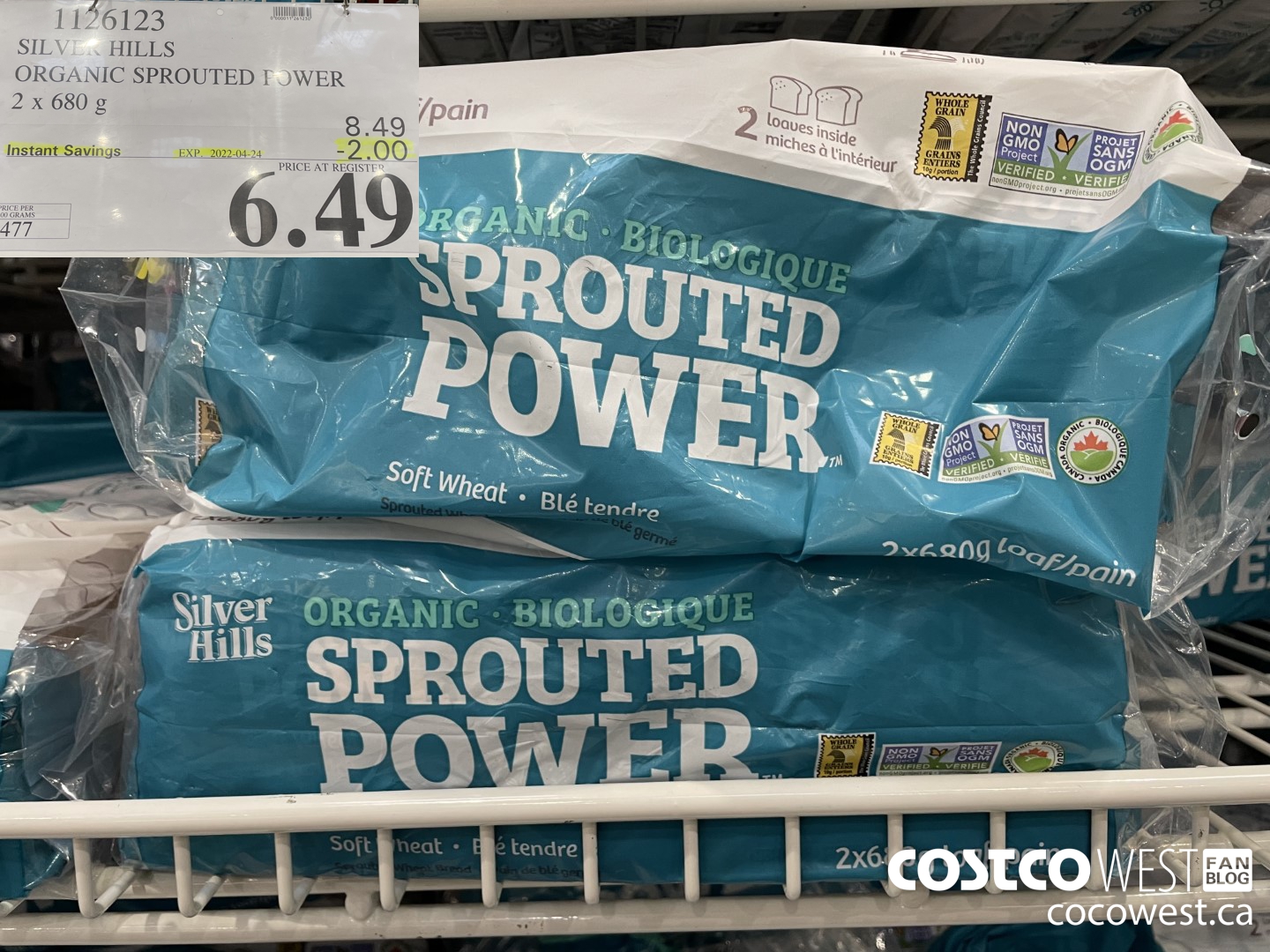 1126123 SILVER HILLS ORGANIC SPROUTED POWER 2 x 680g ($2.00 INSTANT SAVINGS EXPIRES ON 2022-04-24) $6.49