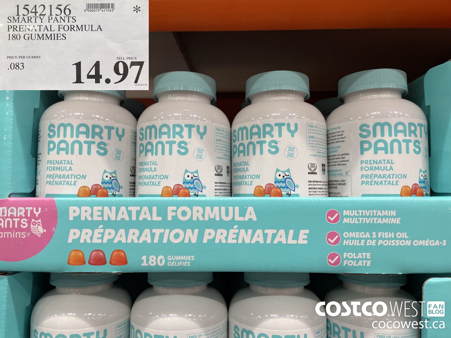1542156 SMARTY PANTS PRENATAL FORMULA 180 GUMMIES $14.97
