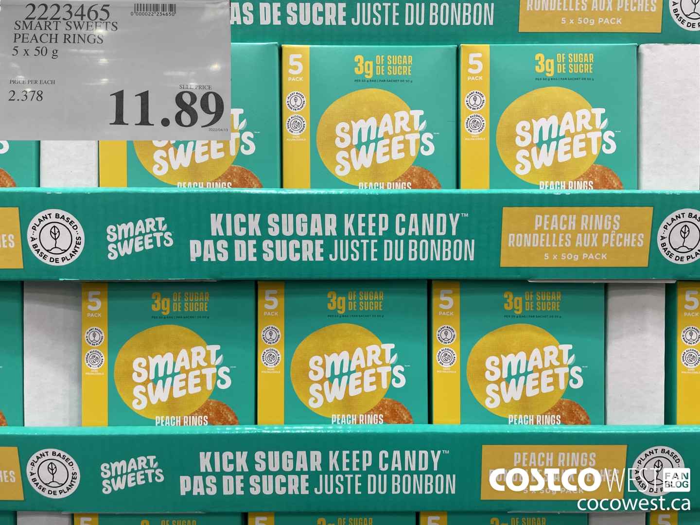 2223465 SMART SWEETS PEACH RINGS 5 x 50g $11.89