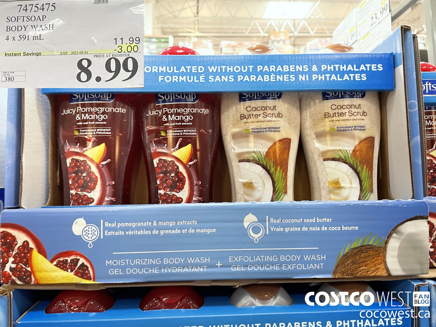 7475475 SOFTSOAP BODY WASH 4 x 591 mL ($3.00 INSTANT SAVINGS EXPIRES ON 2022-05-01) $8.99