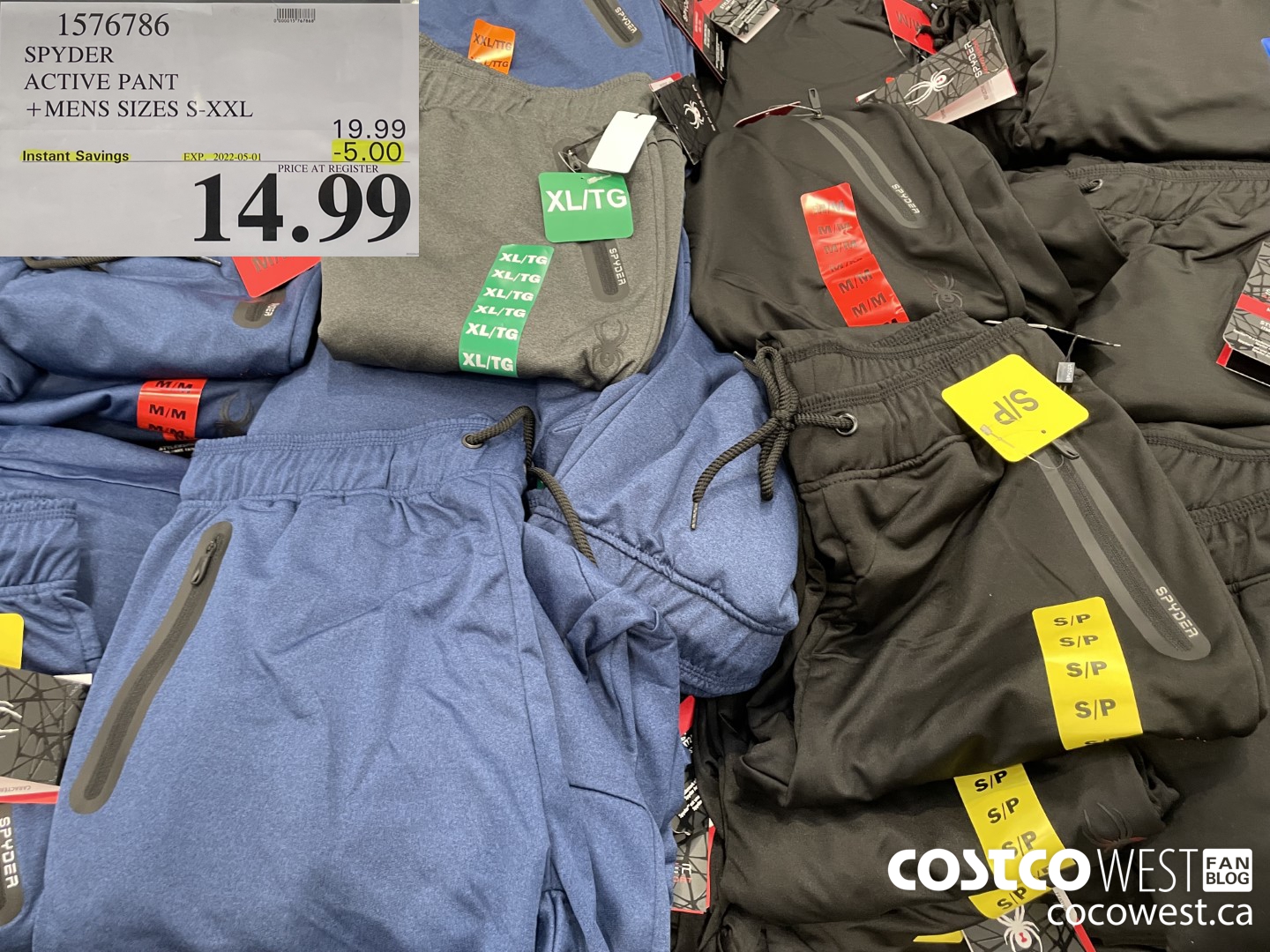 1576786 SPYDER ACTIVE PANT MENS SIZES M-XXL ($5.00 INSTANT SAVINGS EXPIRES ON 2022-05-01) $14.99