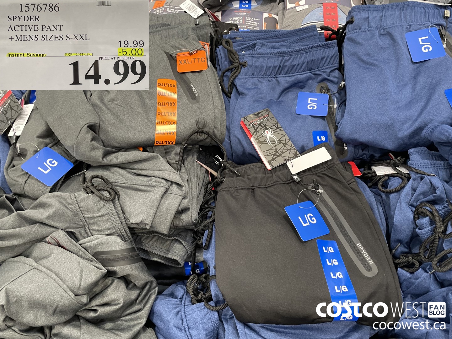 1576786 SPYDER ACTIVE PANT MENS SIZES S-XXL ($5.00 INSTANT SAVINGS EXPIRES ON 2022-05-01) $14.99