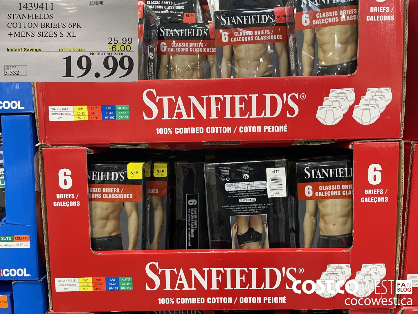 1439411 STANFIFLDS COTTON BRIEFS 6PK MENS SIZES S-XL ($6.00 INSTANT SAVINGS EXPIRES ON 2022-04-03) $19.99