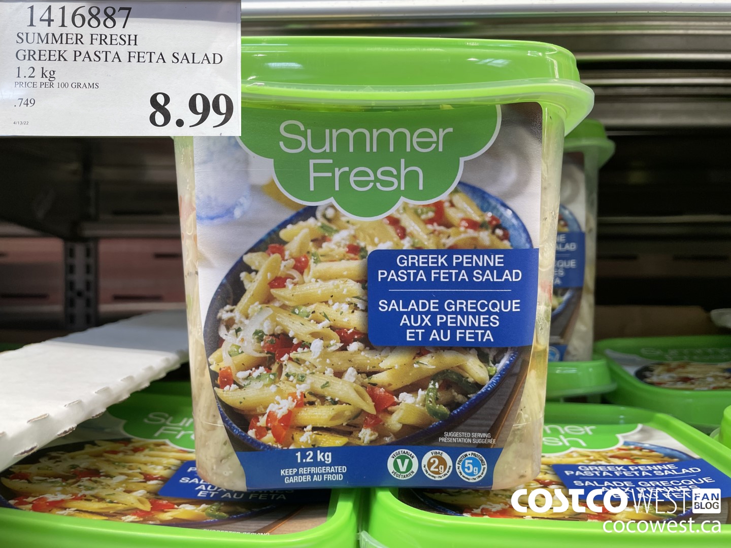 1416887 SUMMER FRESH GREEK PASTA FETA SALAD 1.2 kg $8.99