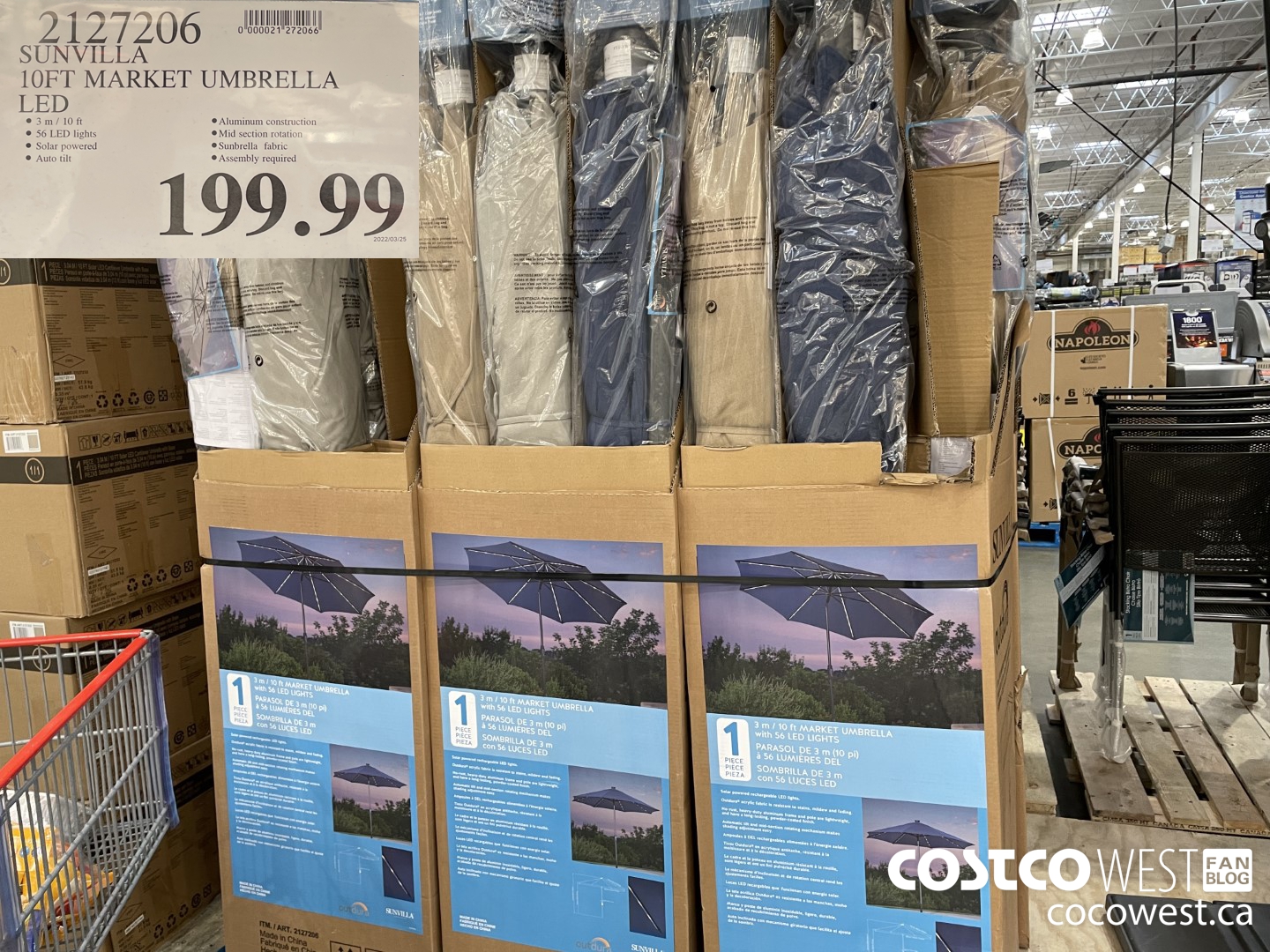 2127206 SUNVILLA 10FT MARKET UMBRELLA LED $199.99