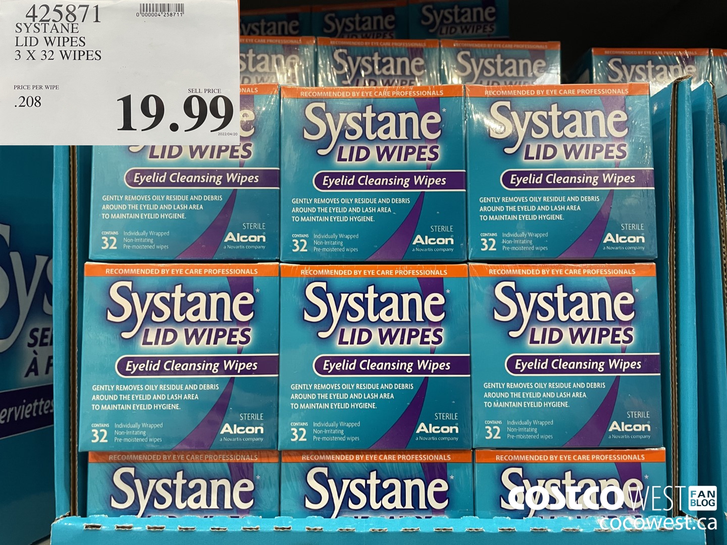 425871 SYSTANE LID WIPES 3 X 32 WIPES $19.99