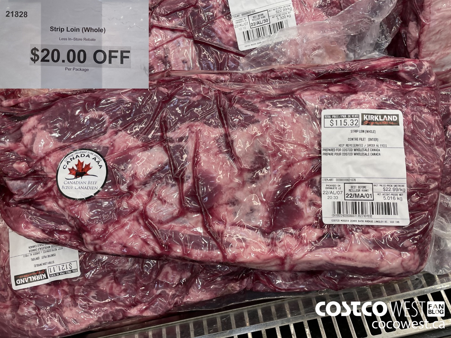 21828 Strip Loin (Whole) ($20.00 INSTANT SAVINGS)