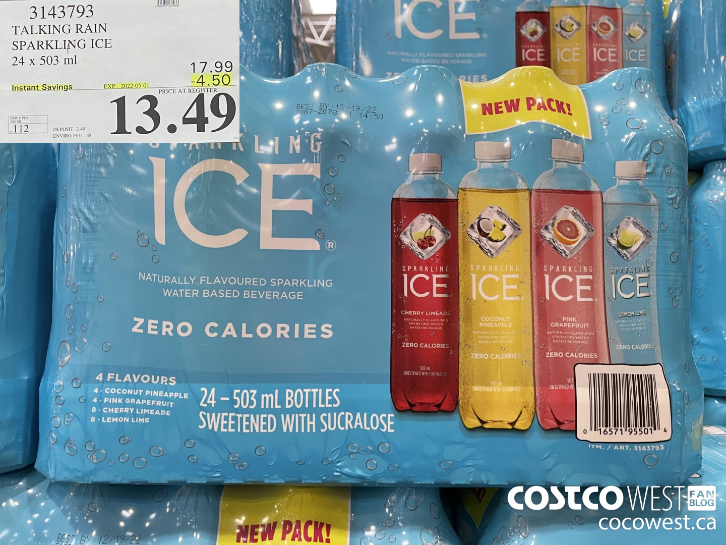 3143793 TALKING RAIN SPARKLING ICE 24 x 503 ml  ($4.50 INSTANT SAVINGS EXPIRES ON 2022-05-01) $13.49