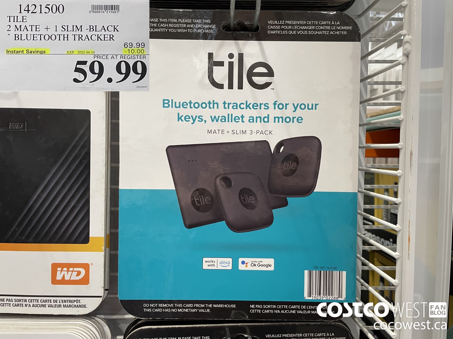 1421500 TILE 2 MATE + 1 SLIM -BLACK BLUETOOTH TRACKER ($10.00 INSTANT SAVINGS EXPIRES ON 2022-04-10) $59.99