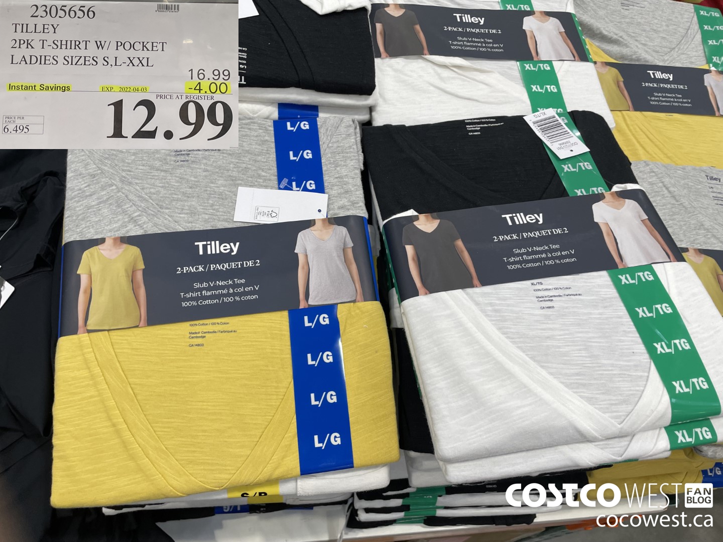 2305656 TILLEY 2PK T-SHIRT LADIES SIZES S-XXL  ($4.00 INSTANT SAVINGS EXPIRES ON 2022-04-03) $12.99