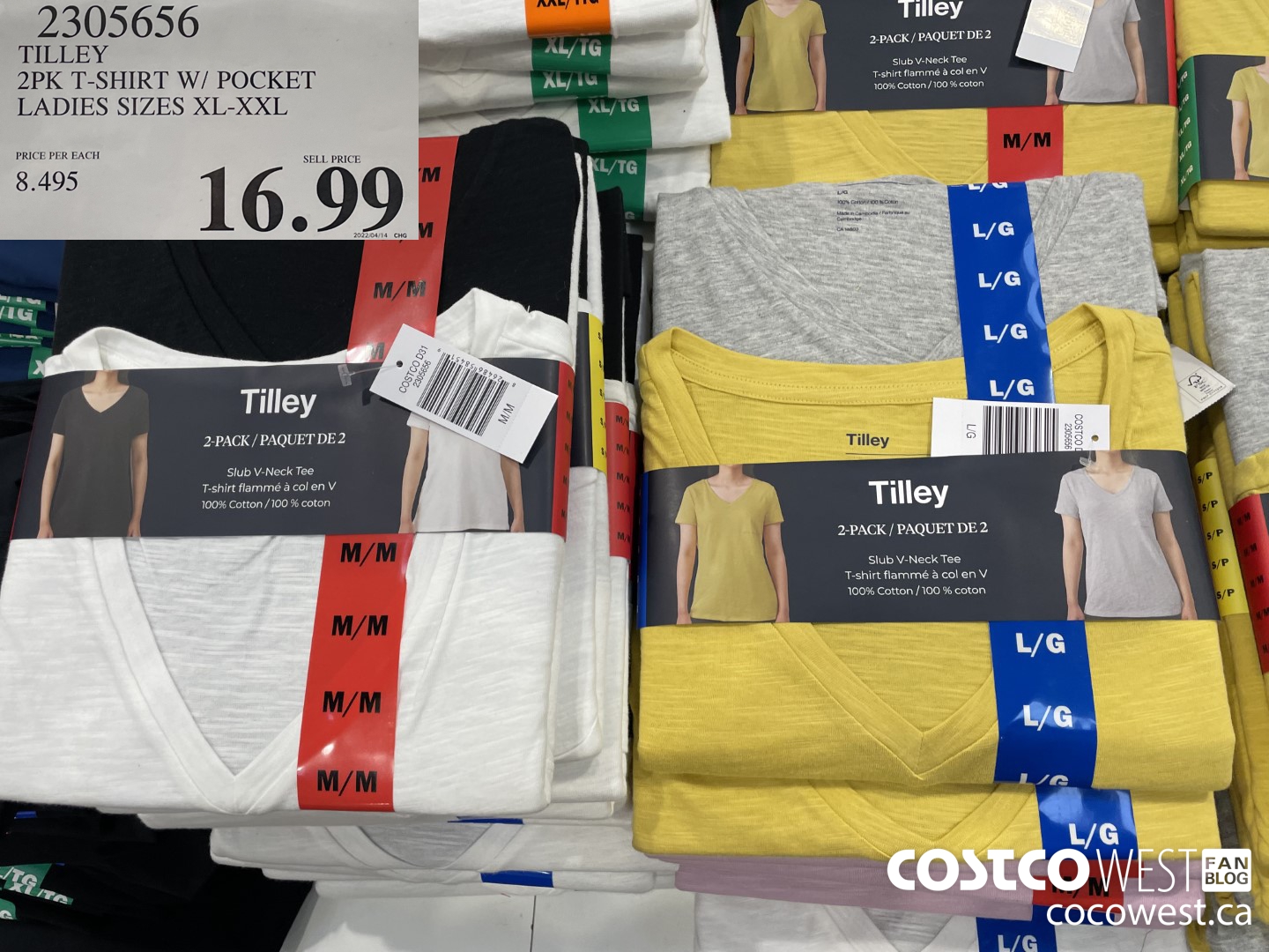 2305656 TILLEY 2PK T-SHIRT W/ POCKET LADIES SIZES XL-XXL  $16.99