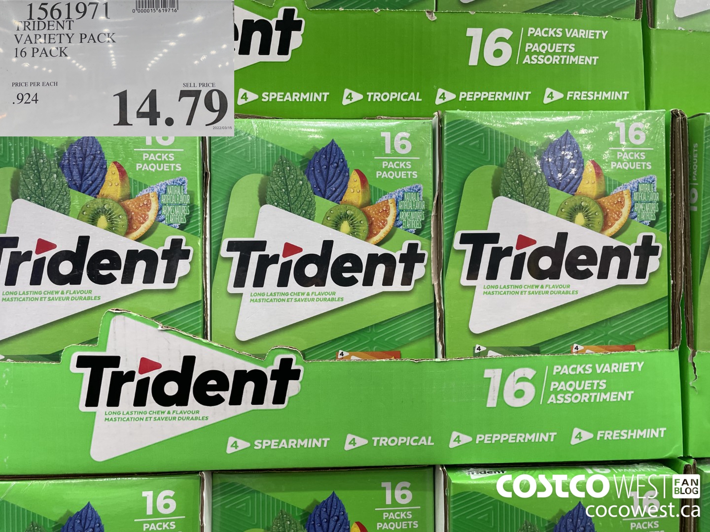 1561971 TRIDENT VARIETY PACK 16 PACK  $14.79