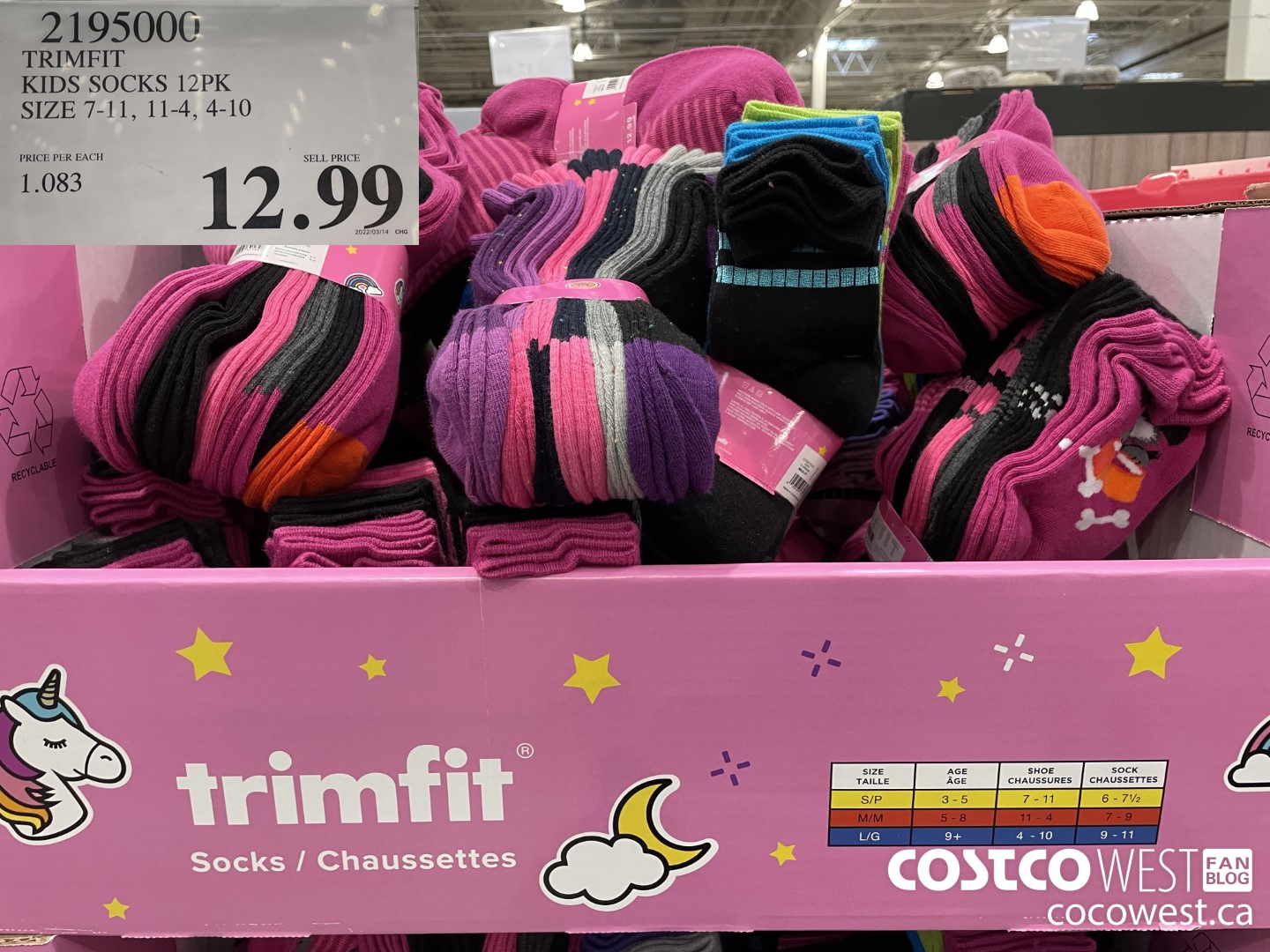 2195000 TRIMFIT KIDS SOCKS 12PK SIZE 7-11, 11-4, 4-10 $12.99