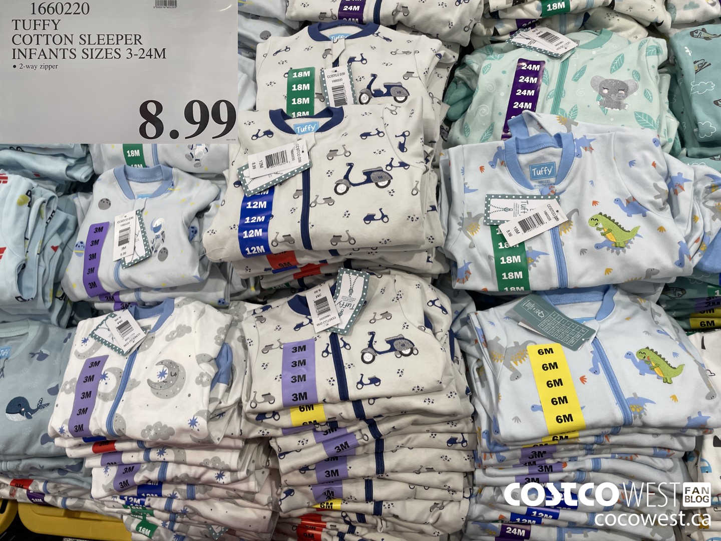 1660220 TUFFY COTTON SLEEPER INFANTS SIZES 3-24M $8.99