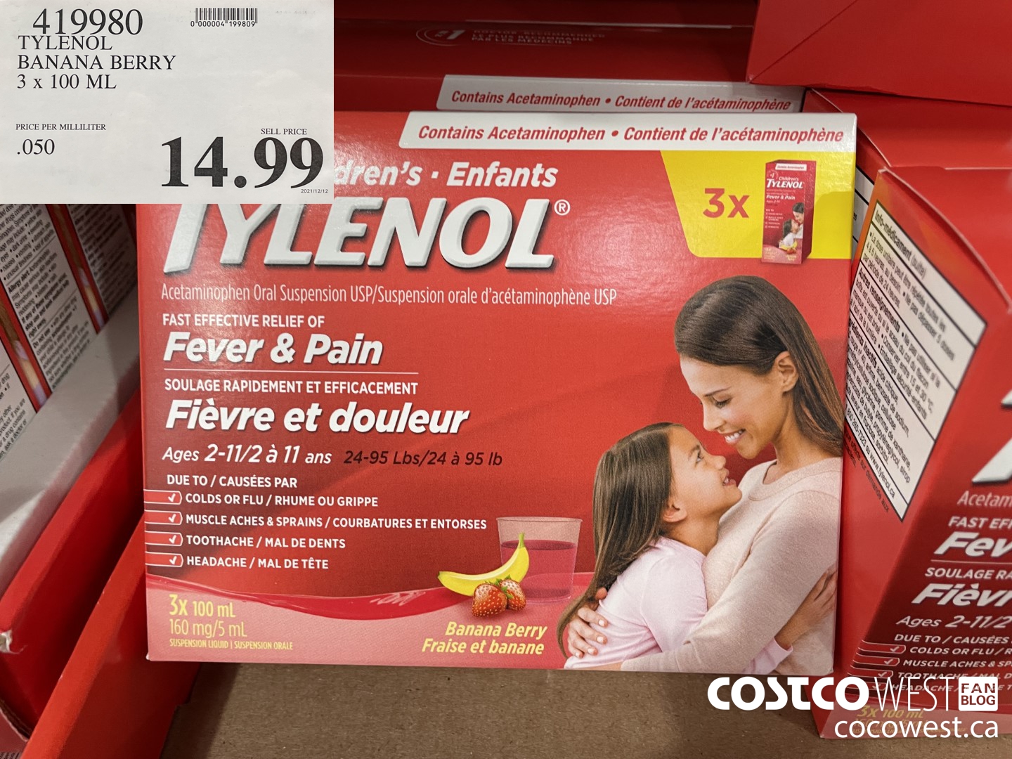 419980 TYLENOL BANANA BERRY 3 X 100ML $14.99