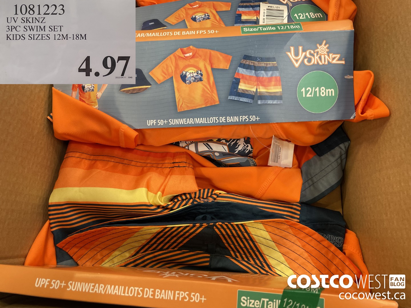 1081223 UV SKINZ 3PC SWIM SET KIDS SIZES 12M-5T  $4.97