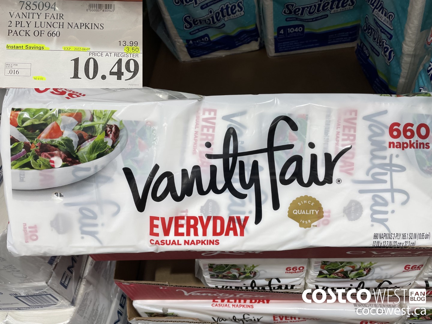 785094 VANITY FAIR 2 PLY LUNCH NAPKIN PACK OF 660 ($3.50 INSTANT SAVINGS EXPIRES ON 2022-04-07) $10.49