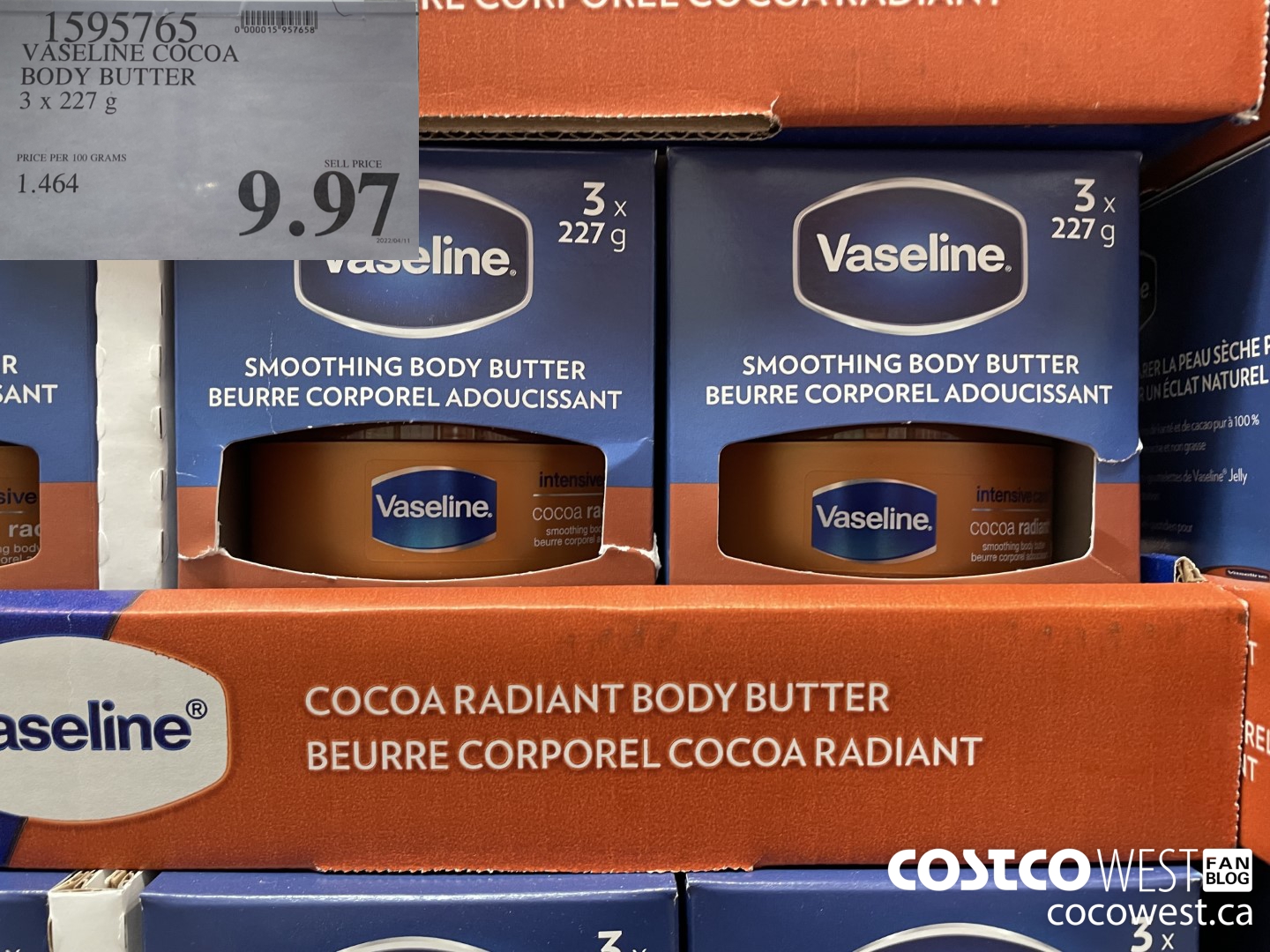 1595765 VASELINE COCOA BODY BUTTER 3 x 227 g $9.97