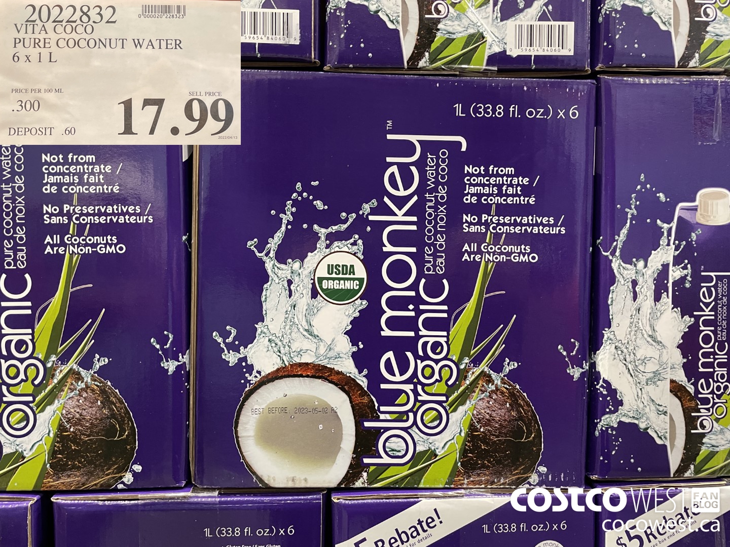 2022832 VITA COCO PURE COCONUT WATER 6 x 1 L $17.99