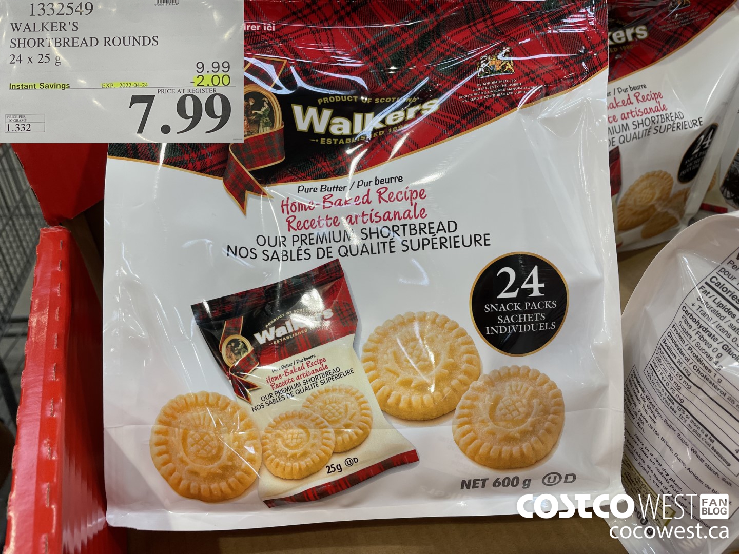 1332549 WALKER'S SHORTBREAD ROUNDS 24 x 25 g ($2.00 INSTANT SAVINGS EXPIRES ON 2022-04-24) $7.99