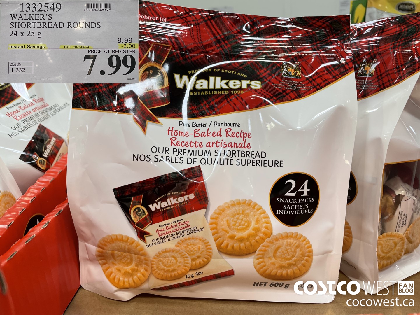 1332549 WALKER'S SHORTBREAD ROUNDS 24 x 25 g ($2.00 INSTANT SAVINGS EXPIRES ON 2022-04-24) $7.99
